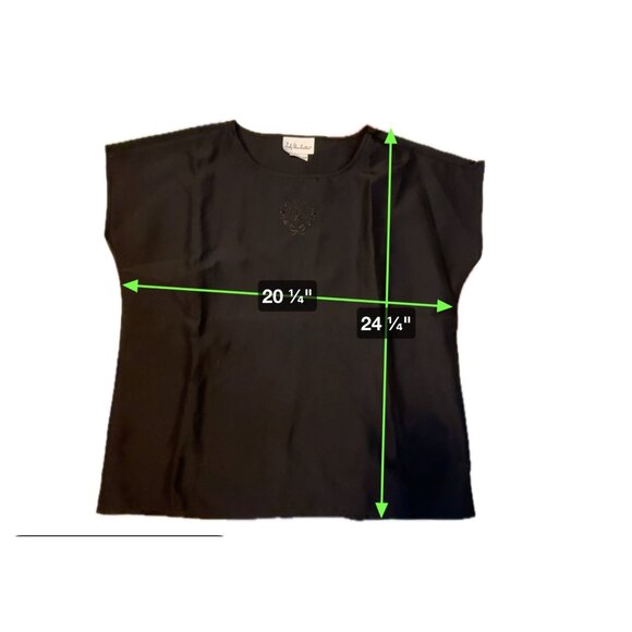 Lady Manhattan Black Blouse With Embroidered Detail Short Sleeves Sz M - Picture 8 of 8